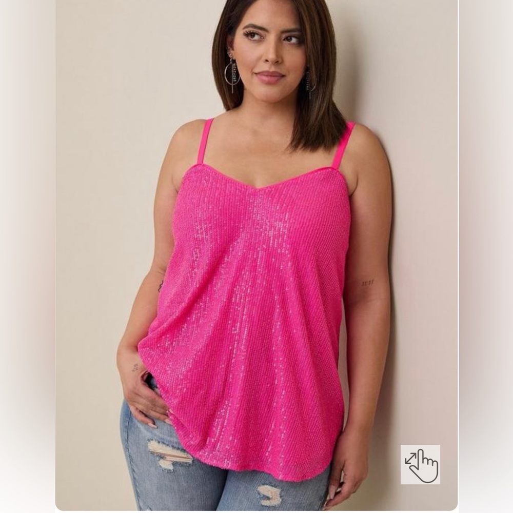 Torrid Sophie Sequin Swing Cami ~ Barbie Pink!